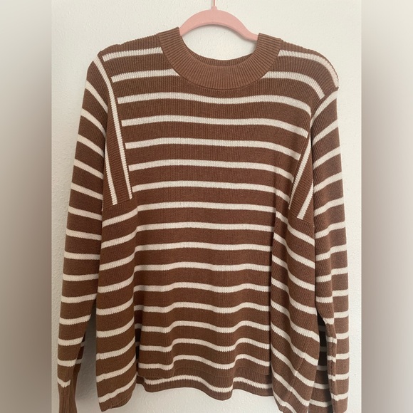 Banana Republic Factory Sweaters - banana republic brown and white striped sweater